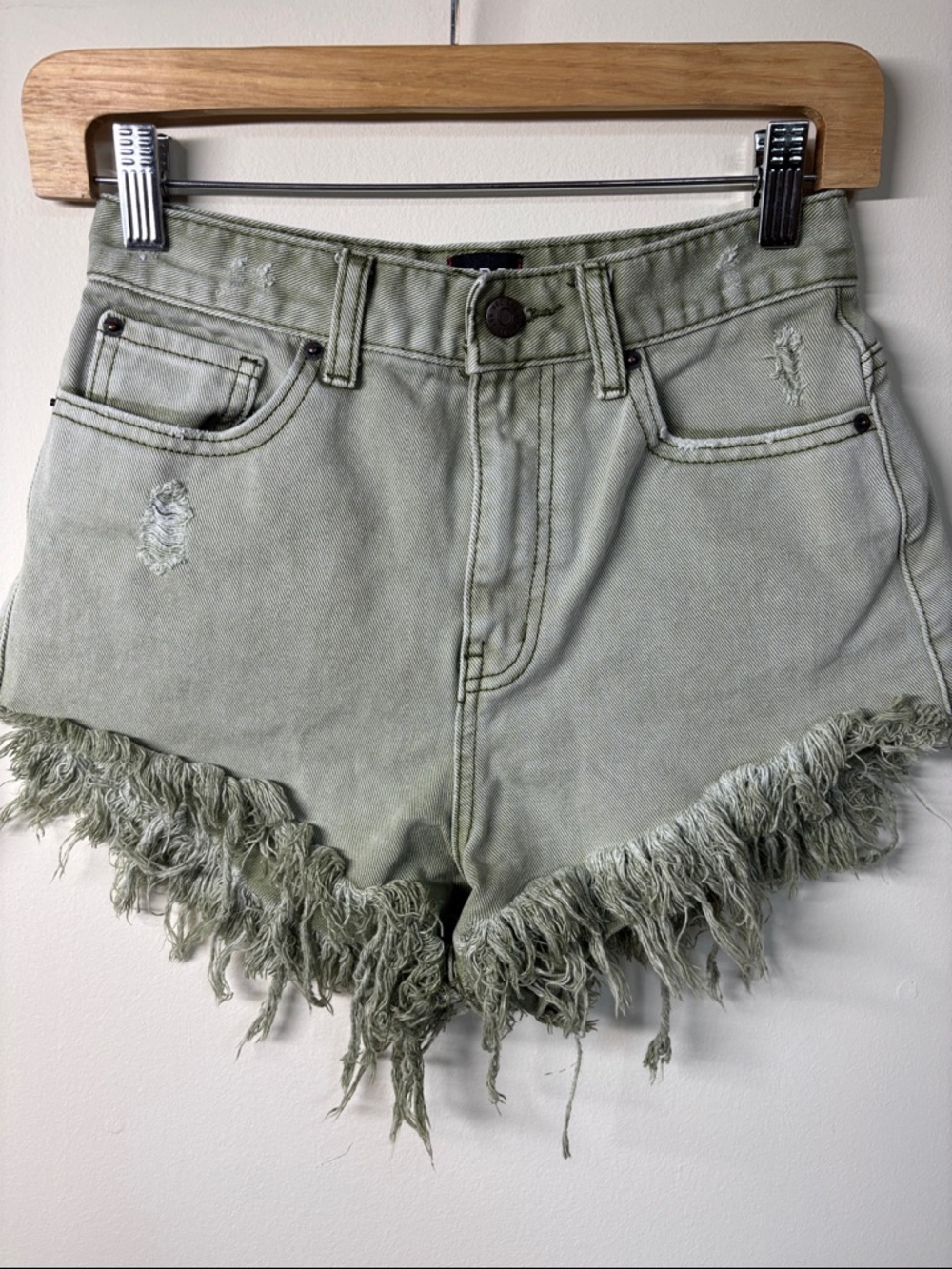 BDG Olive Green High-Rise Cheeky Shorts size 26